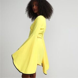 NWT New York & Company Yellow Piped Bell Sleeve Romper